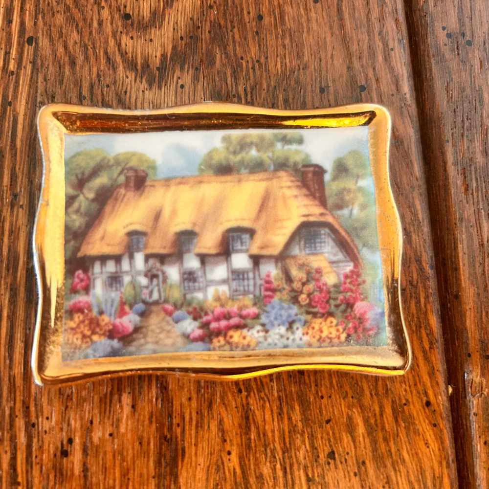 Vintage Ayshford Bone China Miniature Picture/ Trinket Dish